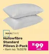 Game Mainstays Hollowfibre Standard Pillows 2 Pack 763578 offer