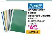Game Bantex A4 Quotation Folder Assorted Colours 813173001/2/3/4/5/6 offer