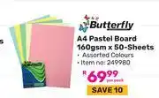 Game Butterfly A4 Pastel Board 160gsm x 50 Sheets 249980 offer