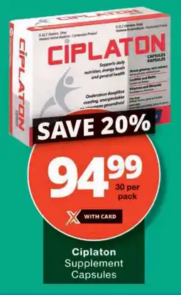 Checkers Ciplaton Supplement Capsules offer