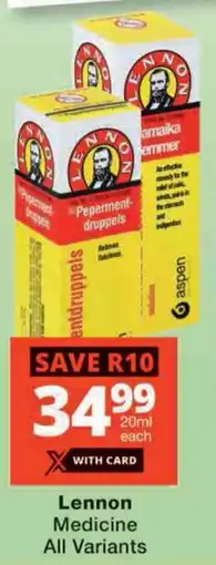 Checkers Lennon Medicine All Variants offer