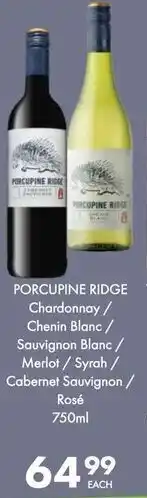 President Hyper Porcupine Ridge Chardonnay/ Chenin Blanc/ Sauvignon Blanc/ Merlot/ Syrah/ Cabernet Sauvignon/ Rosé offer
