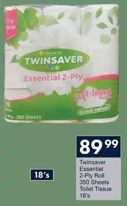 President Hyper Twinsaver Essential 2-Ply Roll 350 Sheets Toilet Tissue offer