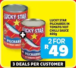 Usave Lucky star pilchards in tomato/ hot chilli sauce offer
