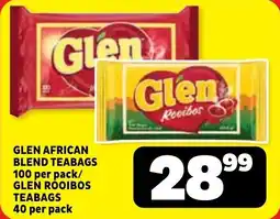 Usave Glen african blend teabags/ glen rooibos teabags offer