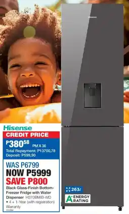 OK Furniture Hisense Black Glass-Finish Bottom- Freezer Fridge with Water Dispenser offer