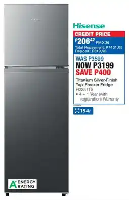 OK Furniture Hisense Titanium Silver-Finish Top-Freezer Fridge offer