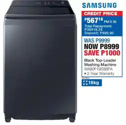 OK Furniture Samsung Black Top-Loader Washing Machine offer