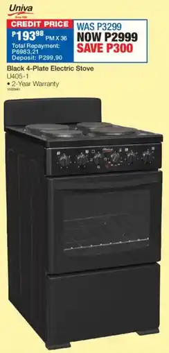 OK Furniture Univa Black 4-Plate Electric Stove offer