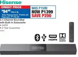 OK Furniture Hisense 2.1-Channel Soundbar with Built-In Subwoofer offer