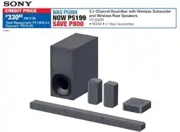 OK Furniture Sony 5.1-Channel Soundbar with Wireless Subwoofer and Wireless Rear Speakers offer