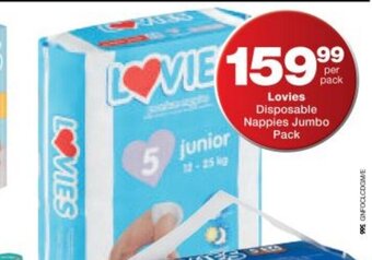 Checkers Lovies Disposable Nappies Jumbo Pack offer