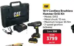 Makro CAT 18 V Cordless Brushless Hammer Drill Kit offer