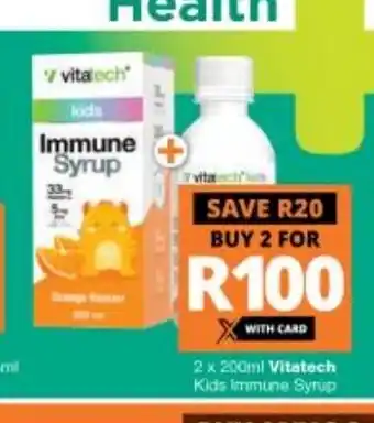 Checkers Vitatech Kids Immune Syrup 2 x 200ml offer