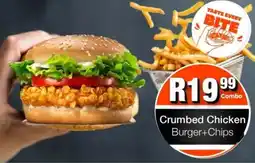 Take 'n Pay Crumbed Chicken Burger + Chips offer