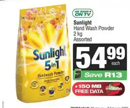 Spar Sunlight Hand Wash Powder 2 kg offer
