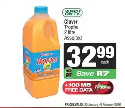 Spar Clover Tropika 2 litre Assorted offer