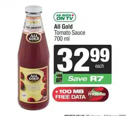 Spar ALL GOLD Tomato Sauce offer