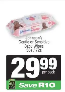 Spar Johnson’s Gentle or Sensitive Baby Wipes offer