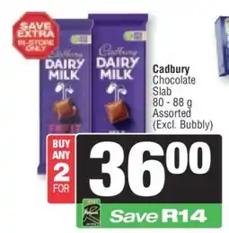 Spar CADBURY CHOCOLATE SLAB offer