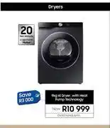 Samsung Samsung 9Kg AI Dryer With Heat Pump Technology DV90T6240LB/FA offer