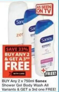 Checkers Hyper Sanex Shower Gel Body Wash All Variants offer