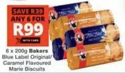 Checkers Hyper Bakers Blue Label Original/ Caramel Flavoured Marie Biscuits offer