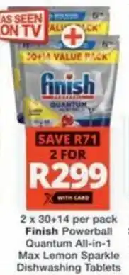 Checkers Hyper Finish Powerball Quantum All-in-1 Max Lemon Sparkle Dishwashing Tablets offer