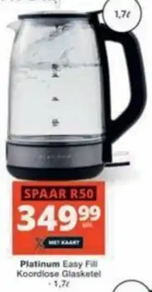 Checkers Hyper Platinum Easy Fill Cordless Glass Kettle offer