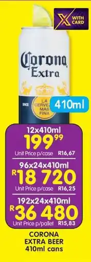 Shoprite CORONA EXTRA BEER 410ml cans offer