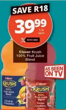 Checkers Clover Krush 100% Fruit Juice Blend offer
