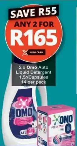 Checkers Omo Auto Liquid Detergent/ Capsules offer