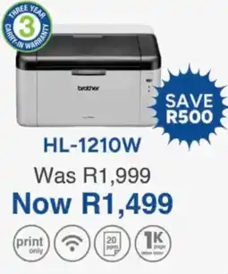 Computer Mania Brother HL-1210W Black and White Laser Printer offer