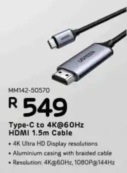 Computer Mania UGreen Type-C to 4K@60Hz HDMI 1.5m Cable offer