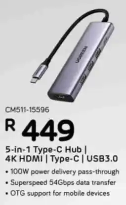 Computer Mania UGreen 5-in-1 Type-C Hub/ 4K HDMI/ Type-C/ USB3.0 offer