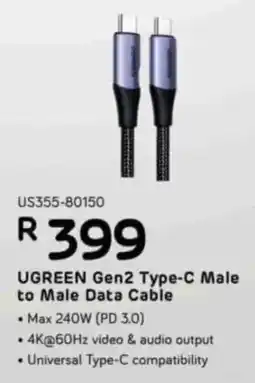Computer Mania UGREEN Gen2 Type-C Male to Male Data Cable offer