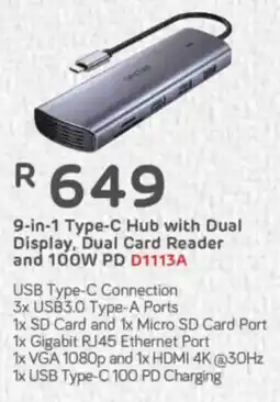 Computer Mania Unitek 9-in-1 Type-C Hub with Dual Display, Dual Card Reader and 100W PD offer