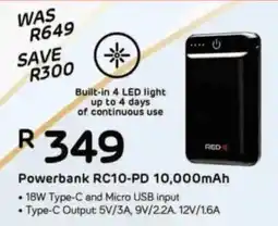 Computer Mania RED-E Powerbank RC10-PD 10,000mAh offer