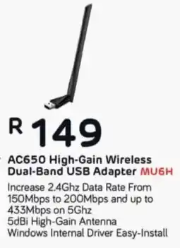 Computer Mania Mercusys AC650 High-Gain Wireless Dual-Band USB Adapter offer