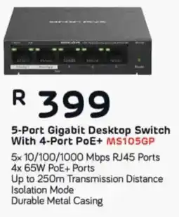 Computer Mania Mercusys 5-Port Gigabit Desktop Switch With 4-Port PoE+ offer