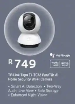 Computer Mania TP-Link Tapo TL-TC72 Pan/ Tilt AI Home Security Wi-Fi Camera offer