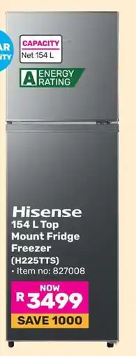 Game Hisense 154 L Top Mount Fridge Freezer (H225TTS) offer