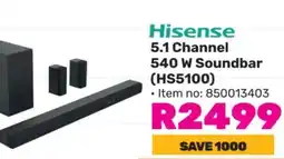 Game Hisense 5.1 Channel 540 W Soundbar (HS5100) offer