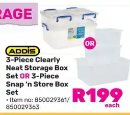 Game ADDIS 3-Piece Clearly Neat Storage Box Set OR 3-Piece Snap ‘n Store Box Set offer