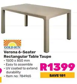 Game Verona 6-Seater Rectangular Table Taupe offer