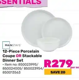Game 12-Piece Porcelain Coupe OR Stackable Dinner Set offer