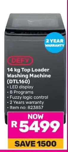 Game DEFY 14 kg Top Loader Washing Machine (DTL160) offer