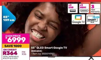 Game 55” QLED Smart Google TV (55C655) offer