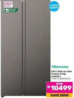 Game Hisense 543 L Side-by-Side Freezer Fridge (H680SIT) offer