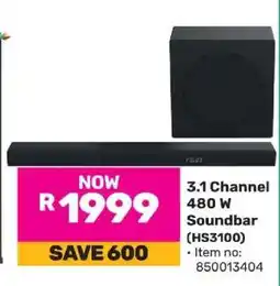 Game 3.1 Channel 480 W Soundbar (HS3100) offer